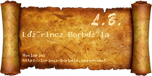 Lőrincz Borbála névjegykártya